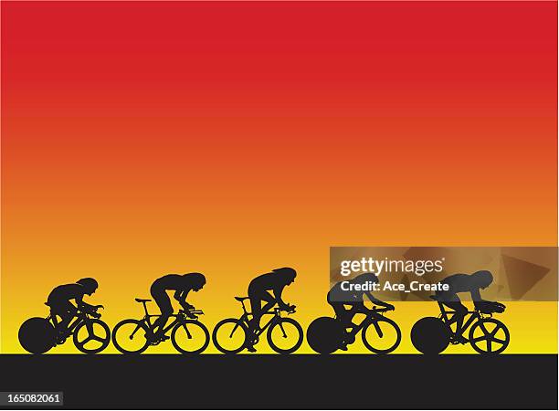 proffesional cyclists - racing bicycle stock illustrations