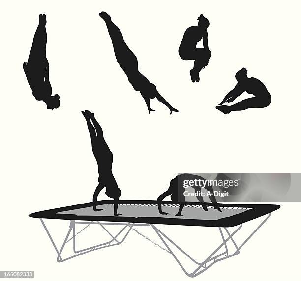 trampolineaction - gymnastics stock-grafiken, -clipart, -cartoons und -symbole