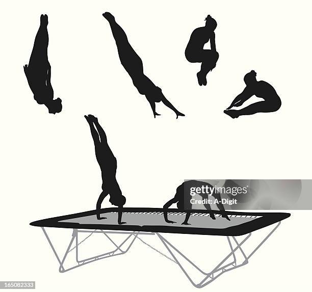 ilustrações, clipart, desenhos animados e ícones de trampolineaction - somersault