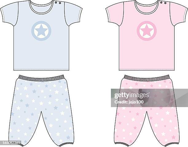 baby/toddler star top & bottom set - matching shirts stock illustrations