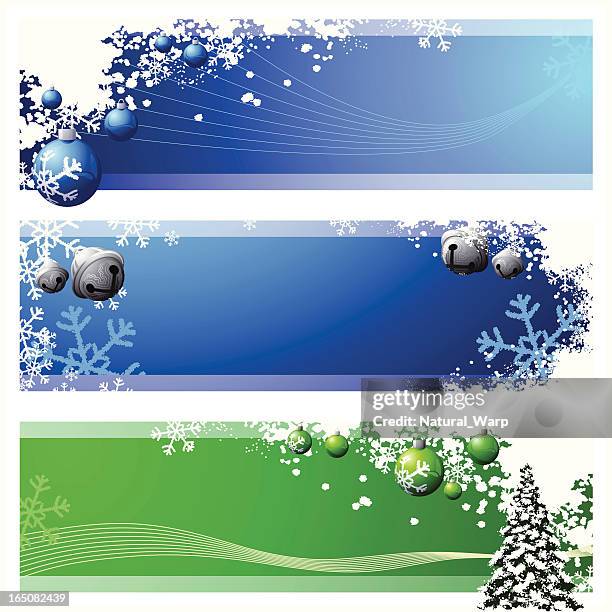 stockillustraties, clipart, cartoons en iconen met christmas tri - panels - sleebellen