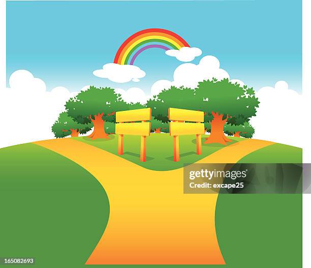two different path - copse stock illustrations