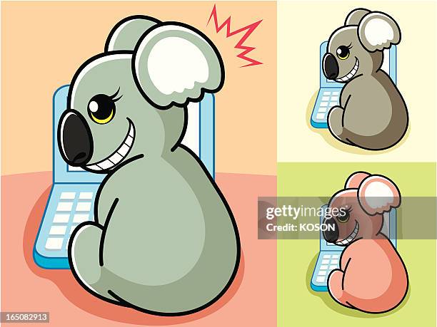 koala cartoon - looking over shoulder computer stock illustrations