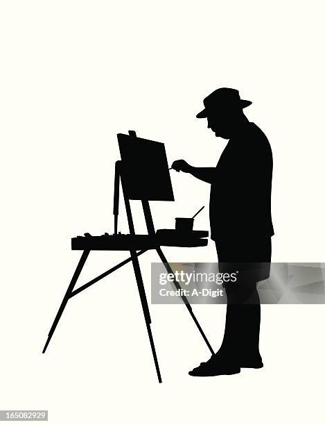 painting landscapes vector silhouette - easel isolated stock illustrations