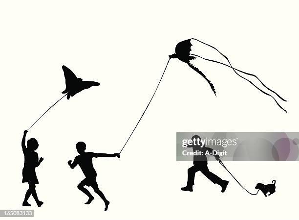 kids at the park vector silhouette - children only stock illustrations