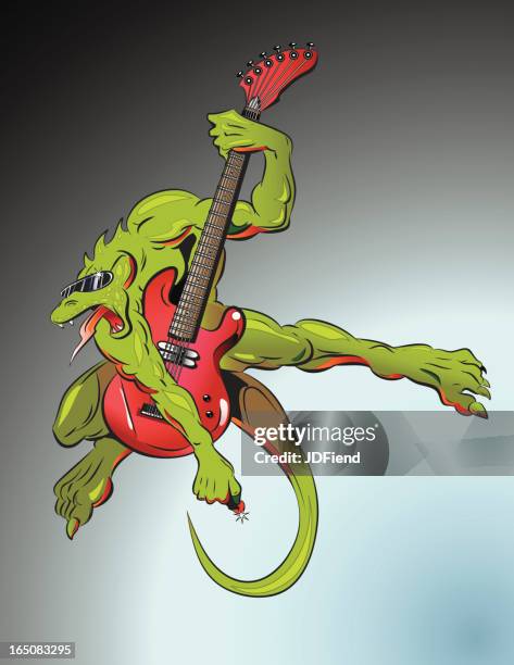 rockin iguana - iguana stock illustrations
