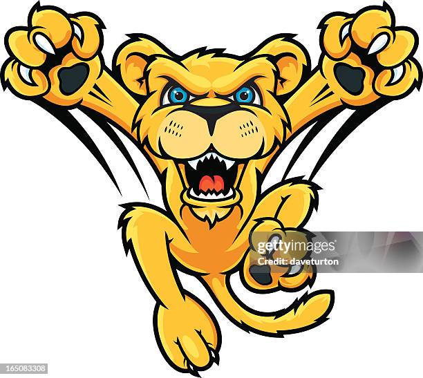 jumping lion cub - lion cub stock illustrations