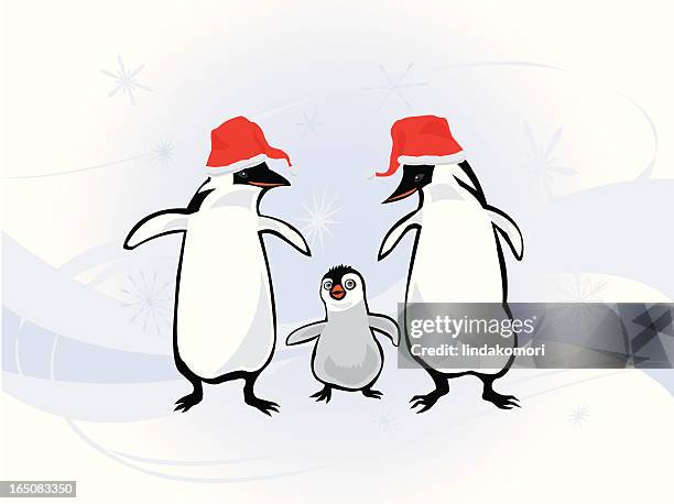christmas penguins - penguin chicks stock illustrations