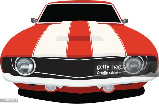 classic camaro - front view - bonnet stock illustrations