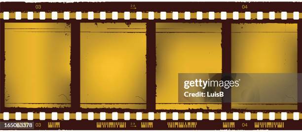 stockillustraties, clipart, cartoons en iconen met golden film strip - dia