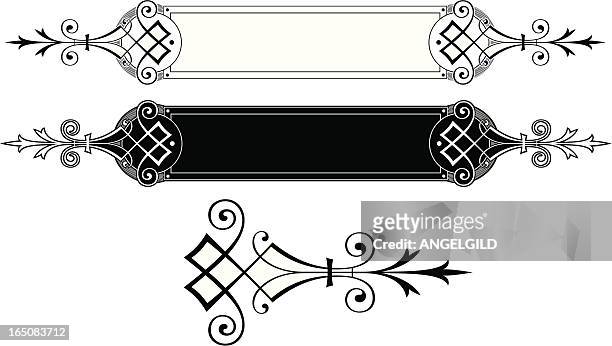 stockillustraties, clipart, cartoons en iconen met lettering panel and end scroll - celtic style