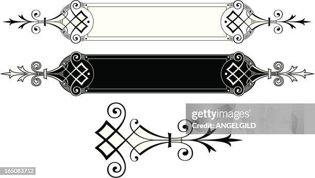 lettering panel and end scroll - celtic style stock illustrations