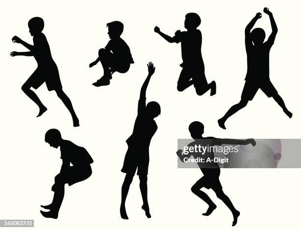active boys vector silhouette - bounce stock illustrations