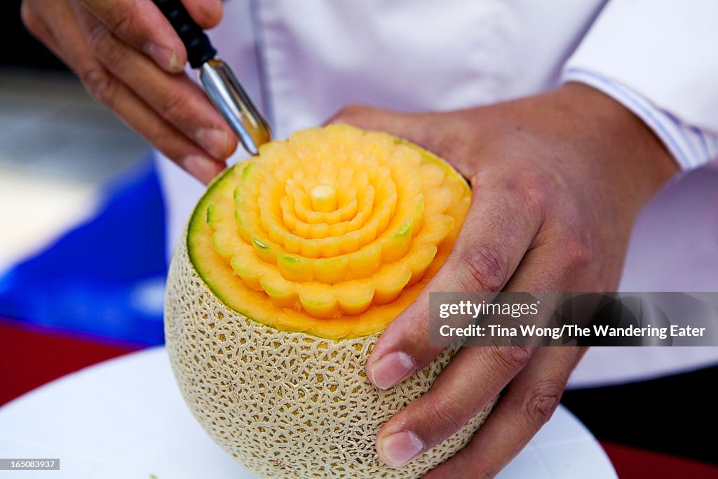 Carving cantaloupe