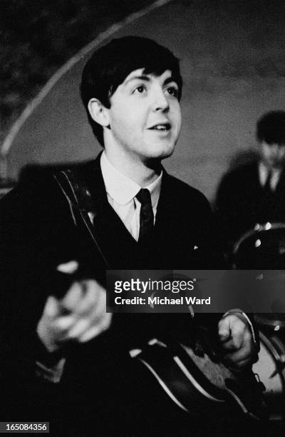 Paul McCartney of The Beatles during a rehearsal at the Cavern Club, Liverpool, 1st February 1963.