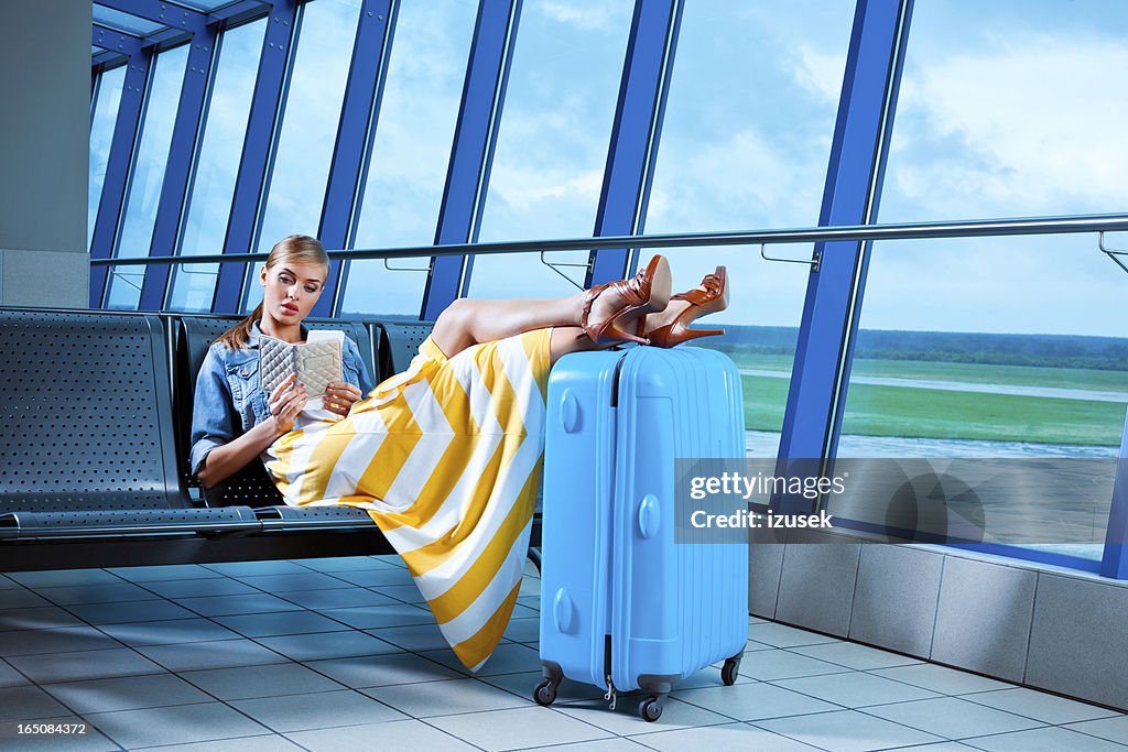 Young woman in an airport lounge