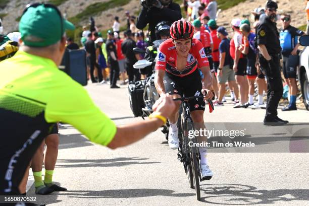 Remco Evenepoel of Belgium and Team Soudal - Quick Step - Red Leader Jersey competes during the 78th Tour of Spain 2023, Stage 6 a 183.1km stage from...