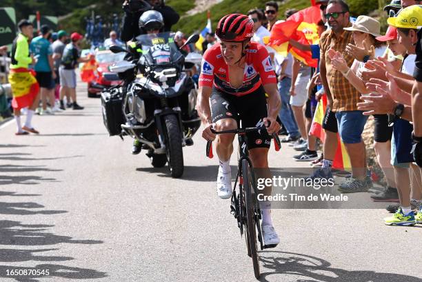 Remco Evenepoel of Belgium and Team Soudal - Quick Step - Red Leader Jersey competes during the 78th Tour of Spain 2023, Stage 6 a 183.1km stage from...