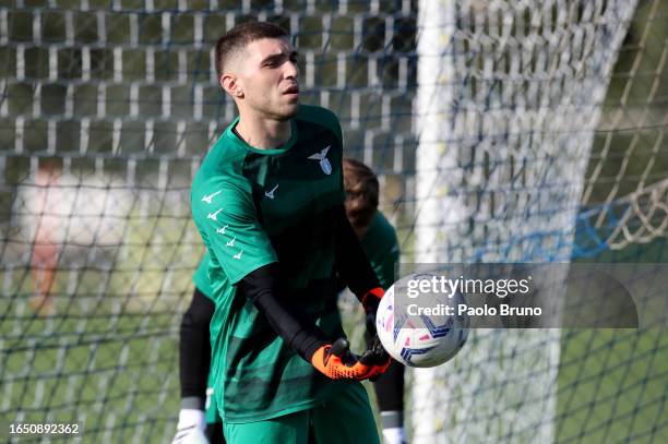 Christos Mandas of SS lazio during the SS Lazio training session at the Formello sport centre on August 31, 2023 in Rome, Italy.