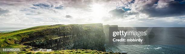 cliffs of moher, ireland, xxxl panorama - ireland coastline stock pictures, royalty-free photos & images