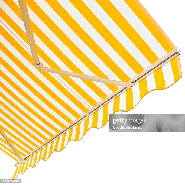 awning, isolated on white - striped awning stock pictures, royalty-free photos & images