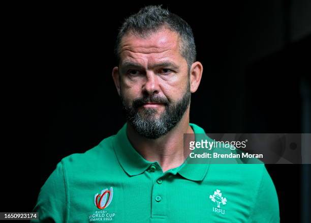 Bordeaux , France - 7 September 2023; Head coach Andy Farrell after an Ireland rugby media conference at the Mercure Hotel in Bordeaux, France.