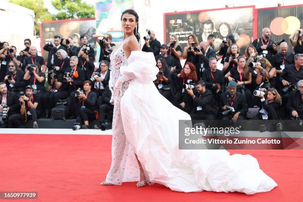 Giulia Salemi attends a red carpet for the movie "Ferrari" at the 80th Venice International Film Festival on August 31, 2023 in Venice, Italy.