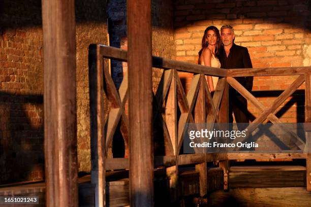 George Clooney and Amal Clooney are seen on August 31, 2023 in Venice, Italy.