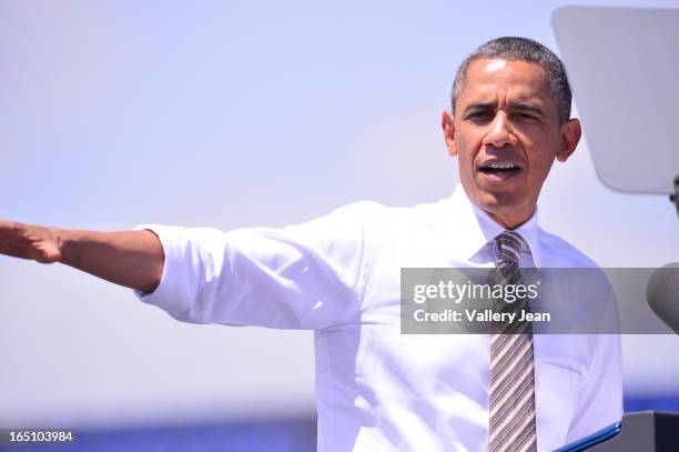 President Barack Obama speaks at Port of Miami on March 29, 2013 in Miami, Florida.
