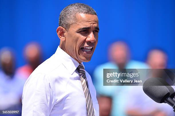 President Barack Obama speaks at Port of Miami on March 29, 2013 in Miami, Florida.