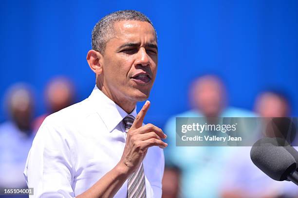 President Barack Obama speaks at Port of Miami on March 29, 2013 in Miami, Florida.