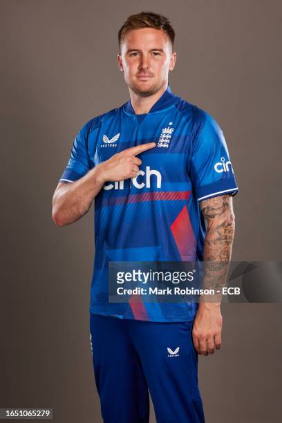 Jason Roy of England poses for a portrait at Sophia Gardens on September 7, 2023 in Cardiff, Wales.