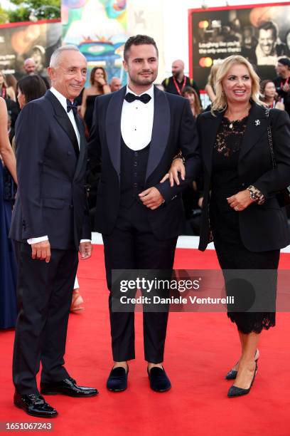 Piero Galassi Ferrari and Antonella Ferrari attend a red carpet for the movie "Ferrari" at the 80th Venice International Film Festival on August 31,...