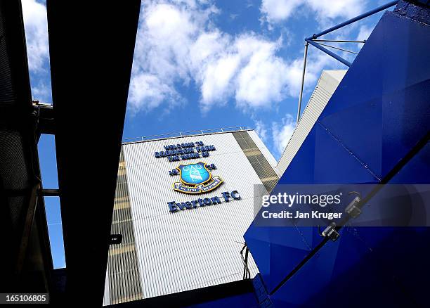 General view of Goodison Park stadium exterior ahead of the Barclays Premier League match between Everton and Stoke City at Goodison Park on March...