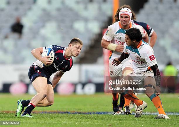 James O'Connor of the Rebels during the Super Rugby match between Toyota Cheetahs and Melbourne Rebels at Free State Stadium on March 30, 2013 in...