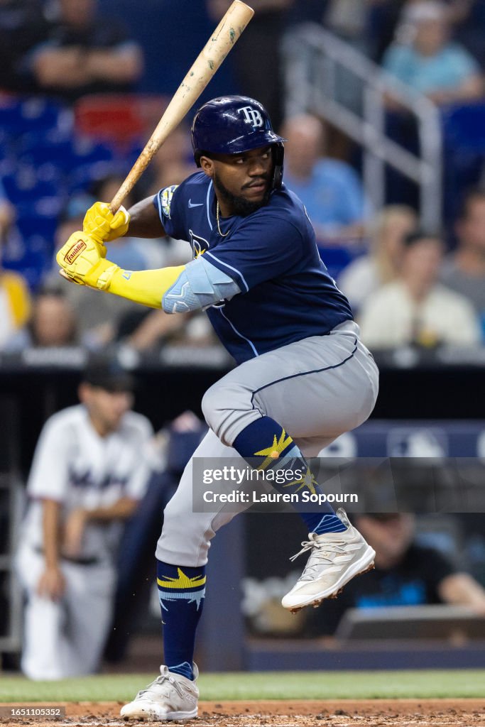 Basabe Rays Osleivis Basabe of the Tampa Bay Rays at bat against the Miami... News ...