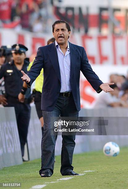 Ramon Diaz coach of River Plate during a match between River Plate and Velez as part of the Torneo Final 2013 at the Antonio Vespucio Liberti Stadium...