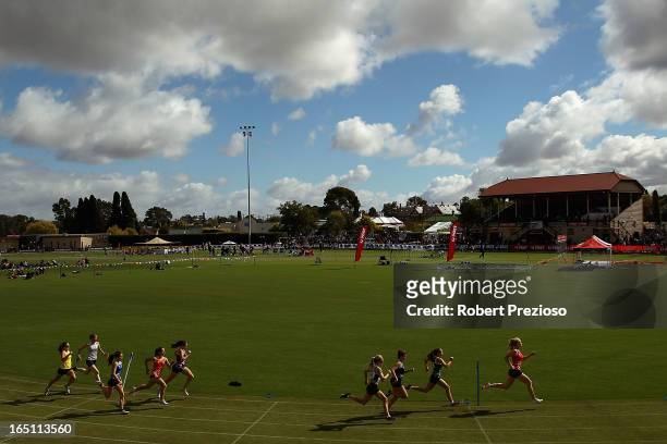 General view of Endura Sports Nutrition Lorraine Donnan Women's Handicap during the 2013 Stawell Gift carnival at Central Park on March 31, 2013 in...