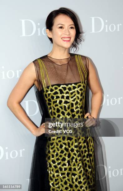 Actress Zhang Ziyi attends Christian Dior S/S 2013 Haute Couture Collection at Five on the Bund on March 30, 2013 in Shanghai, China.