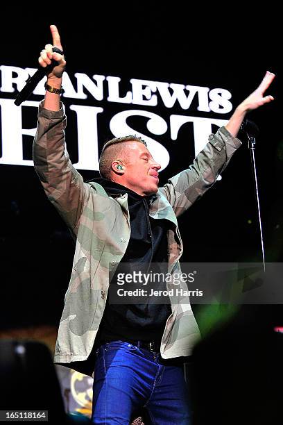 Macklemore performs at Paid Dues Independent Hip Hop Festival at San Manuel Amphitheater on March 30, 2013 in San Bernardino, California.