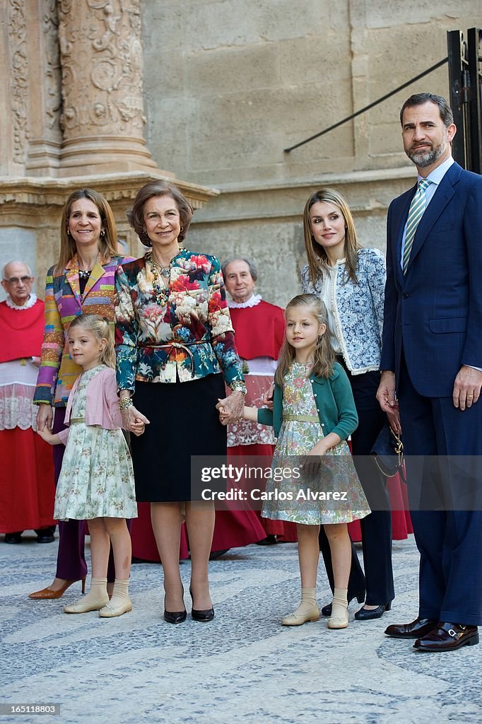 Spanish Royals Attend Easter Mass in Palma de Mallorca