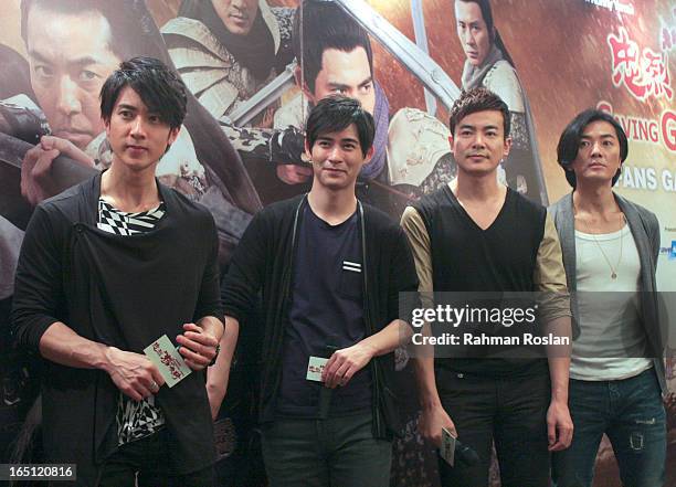 Wu Chun, Vic Chou, Yu Bo, and Ekin Cheng attend a meet the fans session before the premier of " Saving General Yang " on March 31, 2013 in Kuala...
