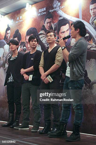Wu Chun, Vic Chou, Yu Bo, and Ekin Cheng attend a meet the fans session before the premier of " Saving General Yang " on March 31, 2013 in Kuala...