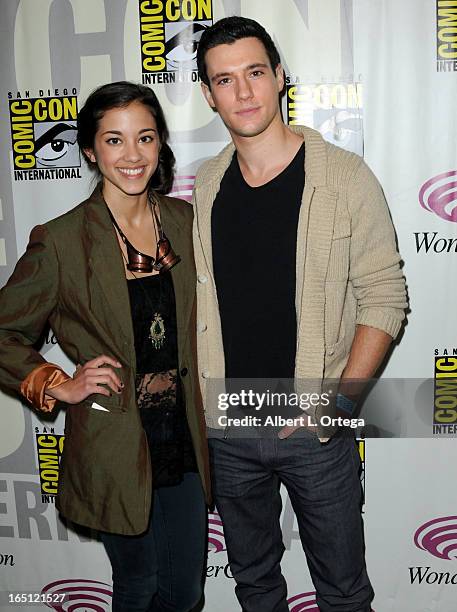 Actress Seychelle Gabriel and actor Drew Roy promotes TNT's "Falling Skies" at WonderCon Anaheim 2013 - Day 2 at Anaheim Convention Center on March...