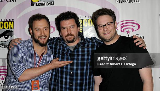 Director Evan Goldberg,Danny McBride, Seth Rogen participates at WonderCon Anaheim 2013 - Day 2 at Anaheim Convention Center on March 30, 2013 in...