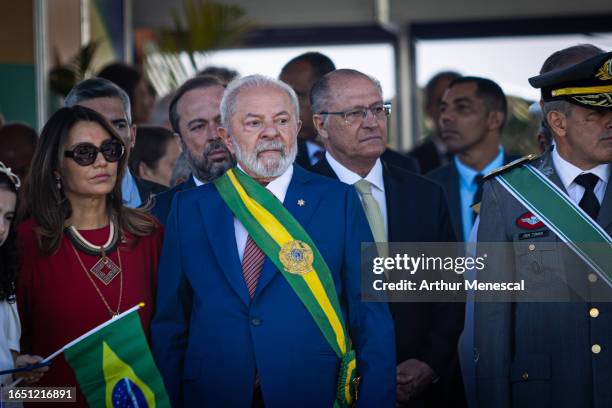 President of Brazil Luiz Inácio Lula da Silva , the First Lady of Brazil Rosangela Janja da Silva and Vice President Geraldo Alckmin attend a...