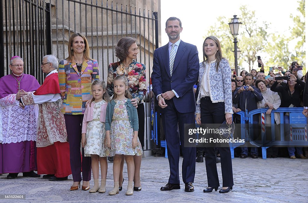 Spanish Royals Attend Easter Mass in Palma de Mallorca