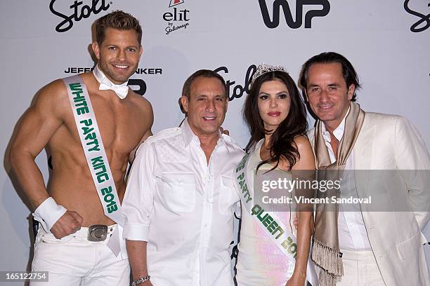 Jaymes Vaughan, Jeffrey Sanker, TV personality Adriana De Moura and fiance Frederic Marq attend The White Party during Jeffrey Sanker Presents White...