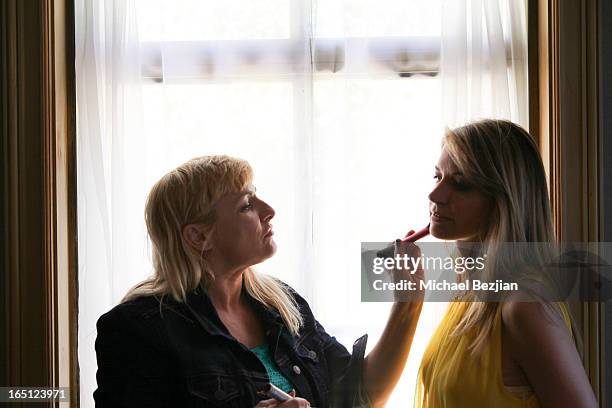 Actress Jamie Anderson has her make-up done by Pixi at Posing Heroes, "A Dog Day Afternoon" Benefiting A Wish For Animals on March 30, 2013 in Los...