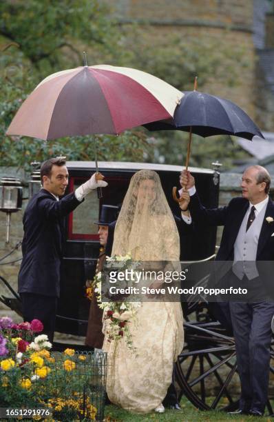 British fashion model Victoria Lockwood prepares to marry Charles Spencer, brother of Diana, at the Church of St Mary the Virgin on September 16,...
